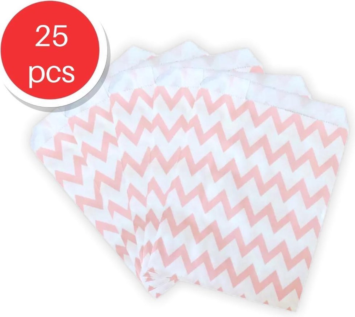 Kraftpapier zakjes zigzag roze 25 Stuks - Uitdeelzakjes roze  - Traktatie zakjes voor Uitdeelcadeautjes -Uitdeelzakjes Kinderfeestje